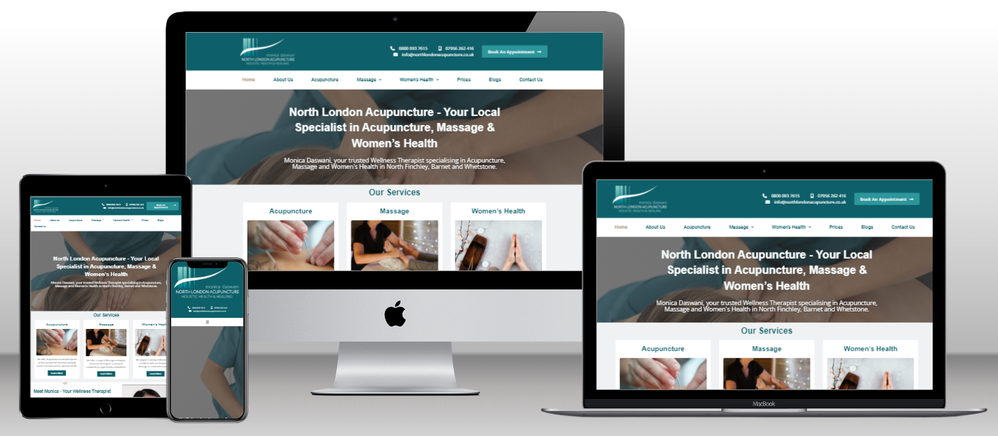 Cassia Digital client portfolio case study on North London Acupuncture- web design, web development, web hosting, SEO audit, SEO, content creation and business consulting.