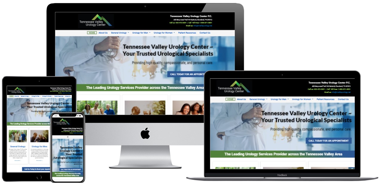 Cassia Digital client portfolio case study on TVUC Tennessee Valley Urology Center - web design, web development, web hosting, content creation and business consulting.